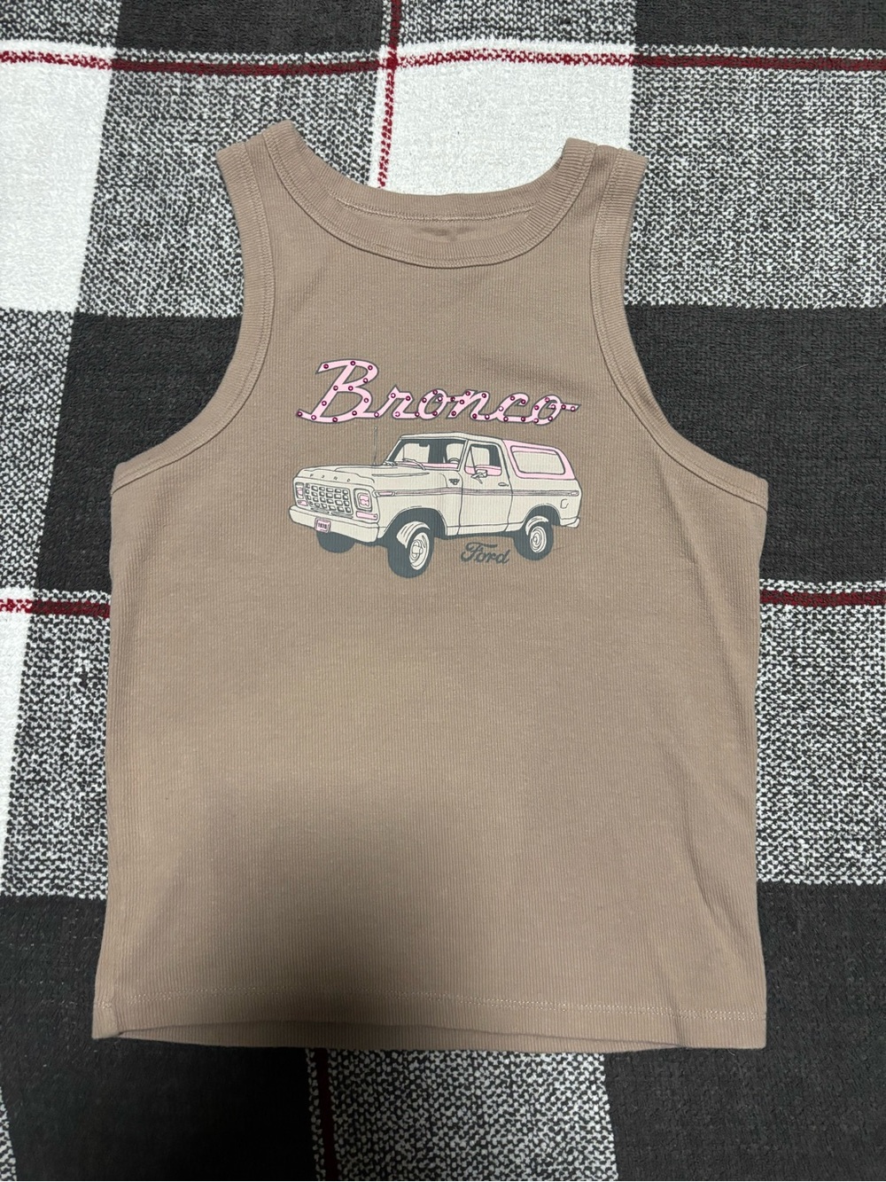 Bronco Graphic Tank Top - Brown (READ CAPTION)